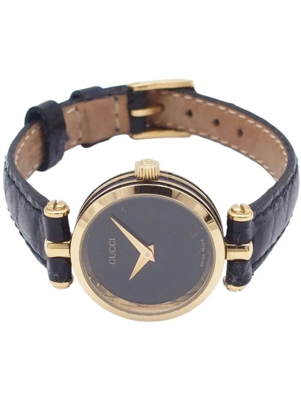 Gucci Sherry Line Black SS Leather Vintage Watch